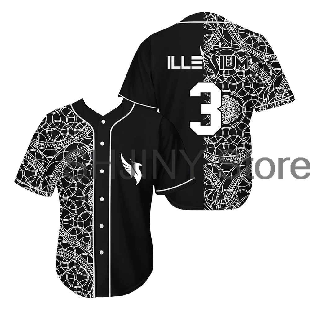 Illenium Geometric Split Rave Baseball Jersey EDM Festivals 2024 Short Sleeve Shirts Women Men Fashion Tops