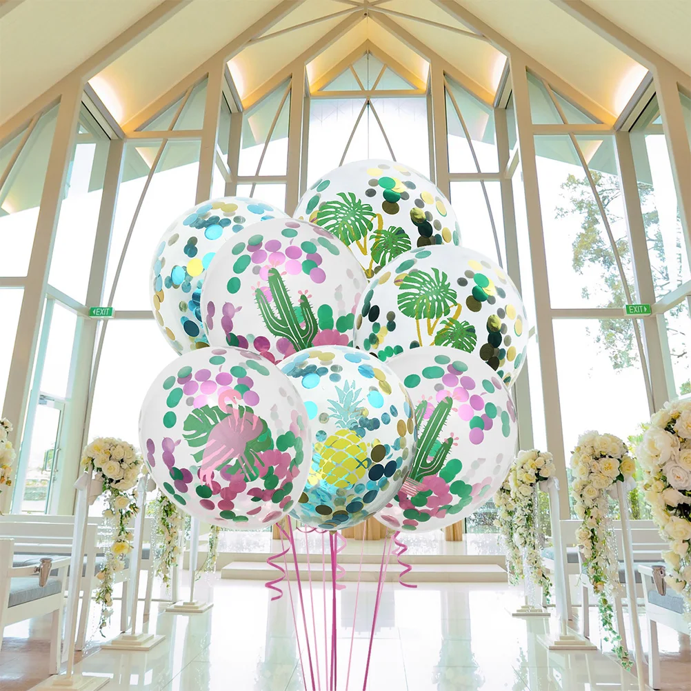 

6Pcs Confetti Balloons Beautiful Scenery Party Supplies Pineapple Hawaii Balloon Decorations Festive Atmosphere Romantic