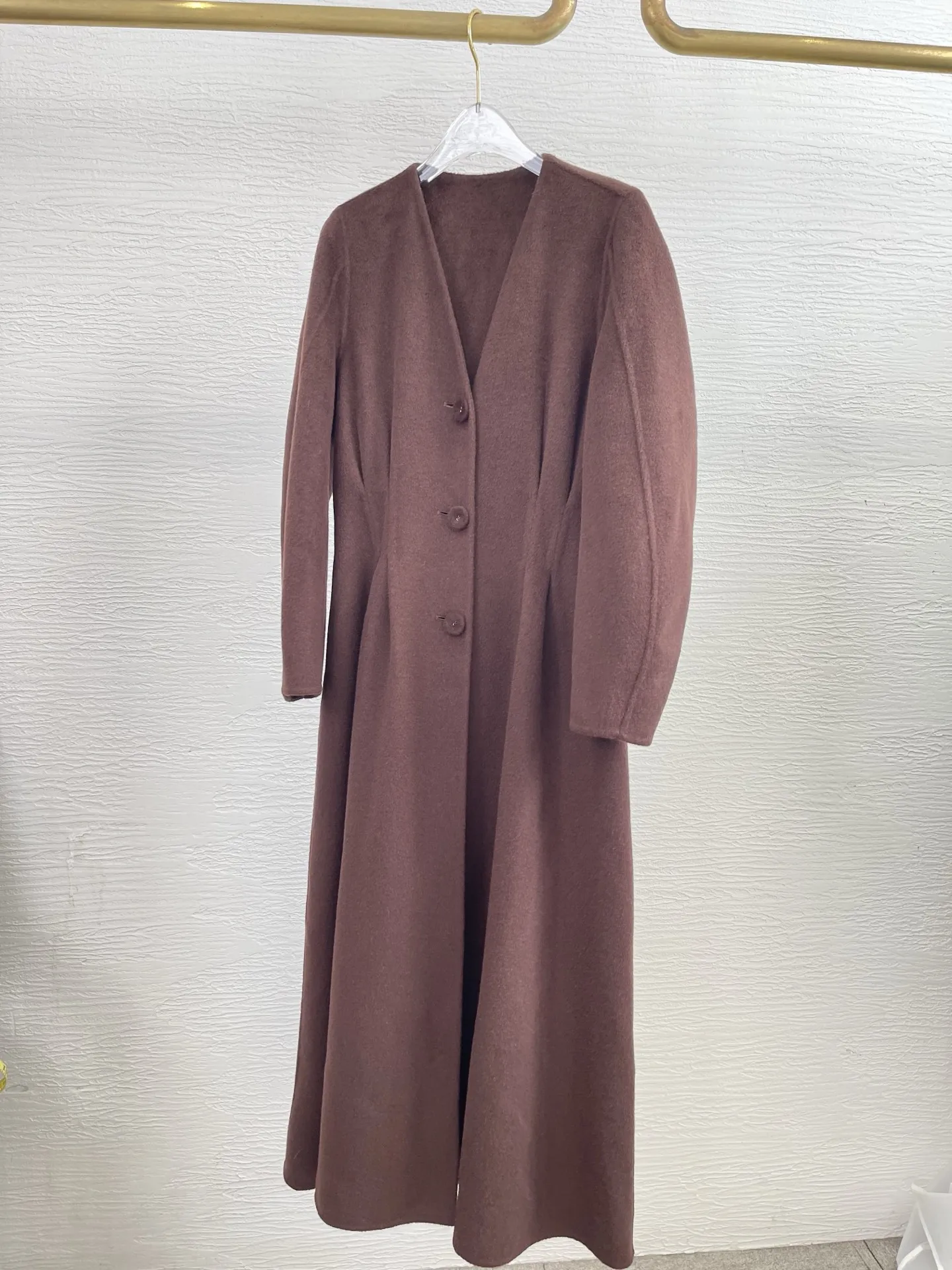 سترة معطف طويل من الصوف بأكمام طويلة وطية صدر السترة مزدوجة الوجه للسيدات لعام 2025 #1