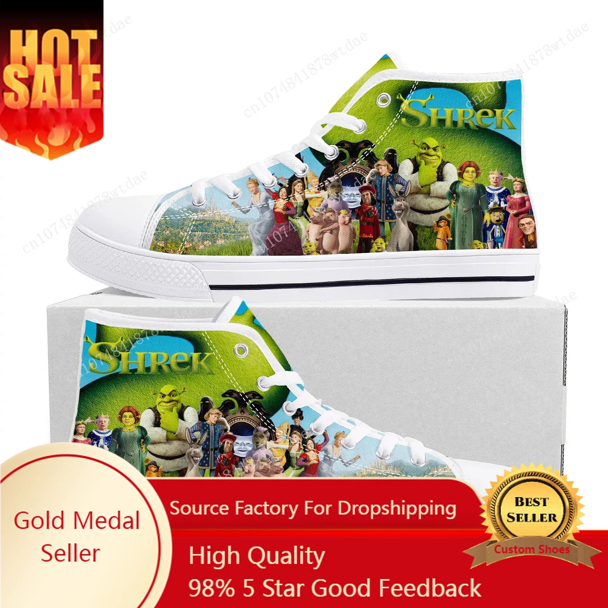 S-Shrek High Top Sneakers Mens Womens Teenager High Quality Canvas Sneaker Anime Cartoon Comics Manga Couple Customized Shoes