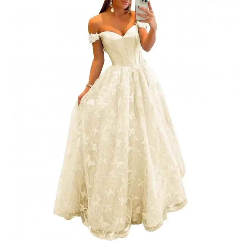 New Chiffon A-line Off Shoulder Formal One Shoulder Strapless Dress Three-dimensional Butterfly Ball Sleeveless Dress Customized
