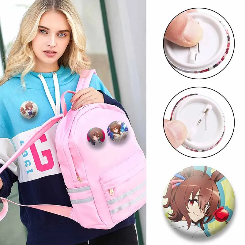 Cute Anime Girl Agnes Tachyon Coin Brooch Cartoon Game Umamusume Pretty Derby Cosplay Badge Bag Shoes Jewelry Pins Accessories