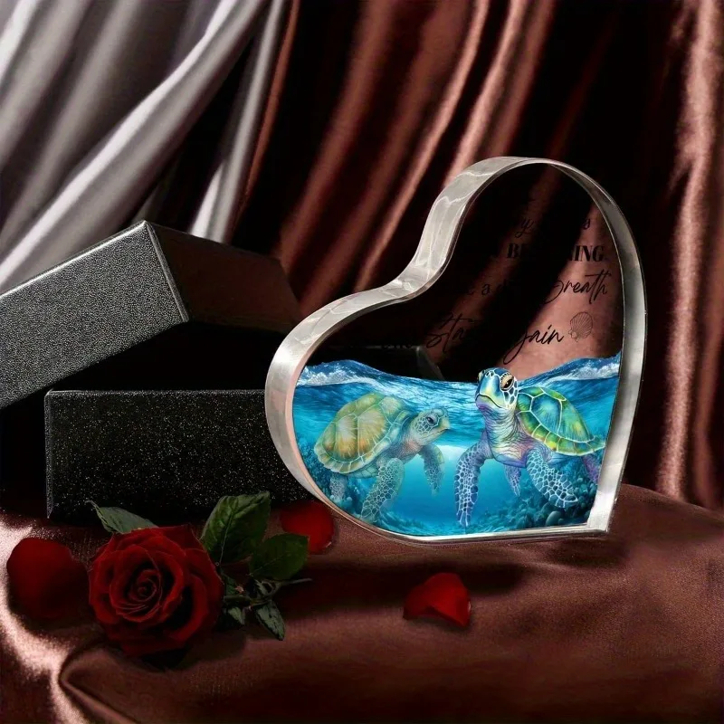 Blue Marine Life Acrylic Desktop Decoration - Perfect Birthday or Exchange Gift - Unique Turtle Design