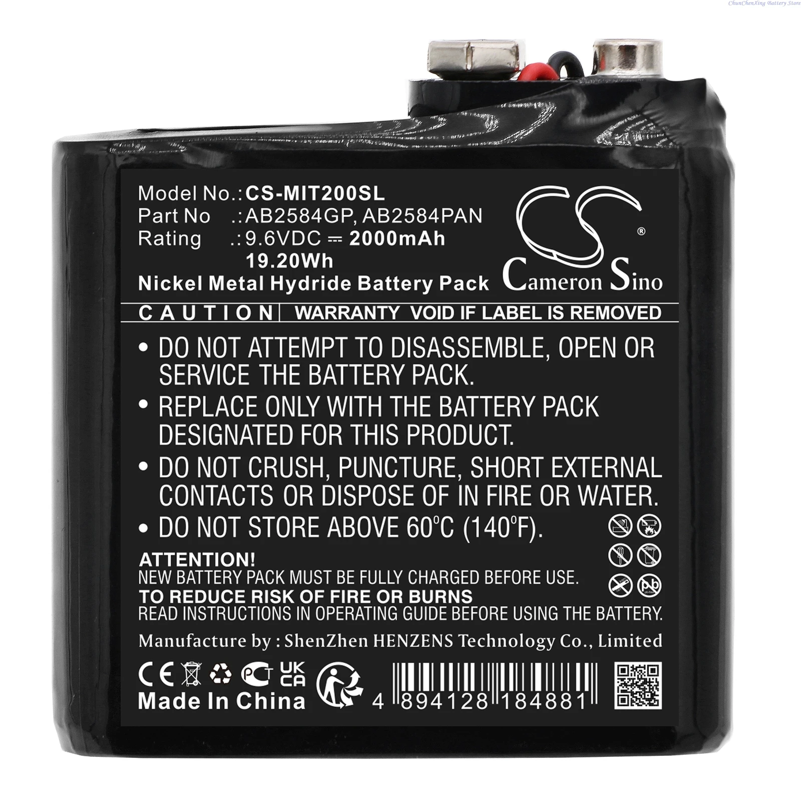 Cameron Sino 9.6V 2000mAh Smart Home Battery AB2584GP,AB2584PAN for Megger Time Domain Reflectometer TDR2000/2P, TDR2000-C +TOOL