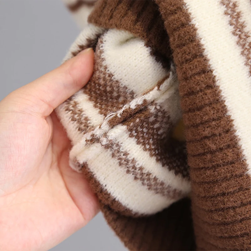 Children Boys Autumn Winter Sweater Cotton Sticker Striped Little Boy Pullovers Round Collar Casual Colorful Knitwear HY11121 image 5