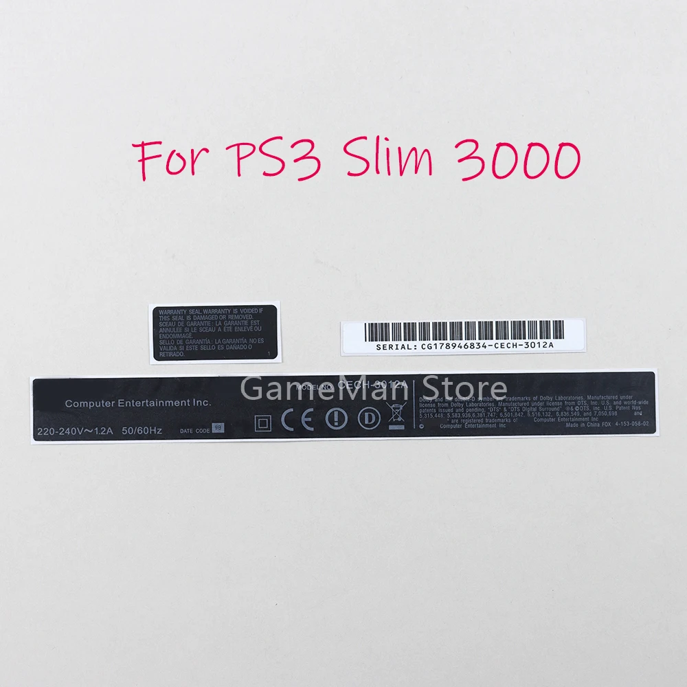 2sets Replacement 3 in 1 Sticker For PS3 Slim 3000 3012A Shell Case Label Barcode Film Security Seal