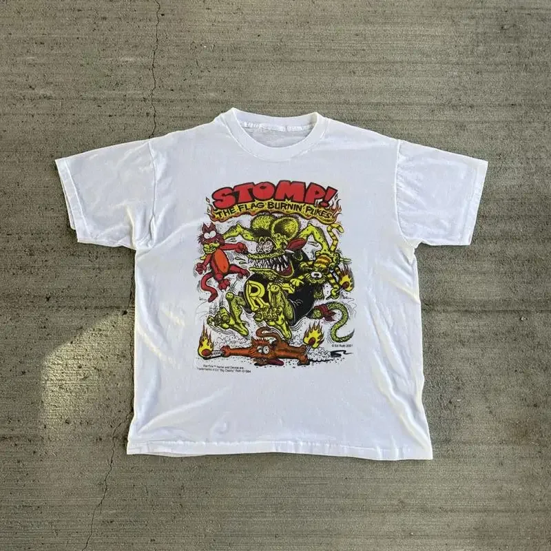 VINTAGE RAT FINK STOMP THE FLAG BURNIN PUKES S 5XL T Shirt SS1209