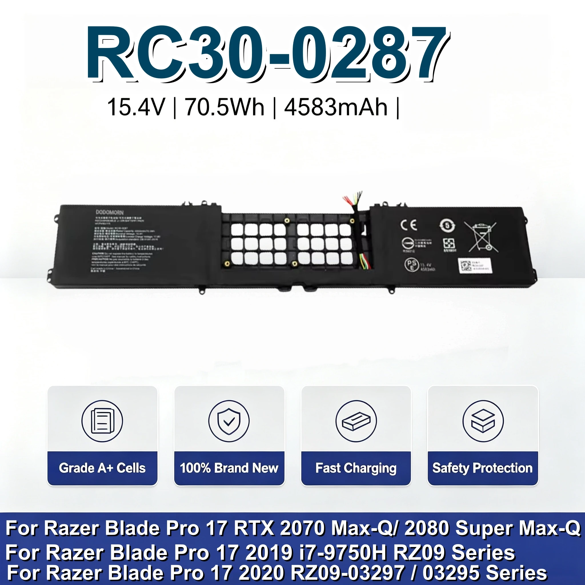RC30-0287 Laptop Battery For Razer Blade Pro 17 2019 2020 RZ09-0287 RZ09-02876 RZ09-02877 RZ09-03295 RZ09‑03146 RZ09‑03297