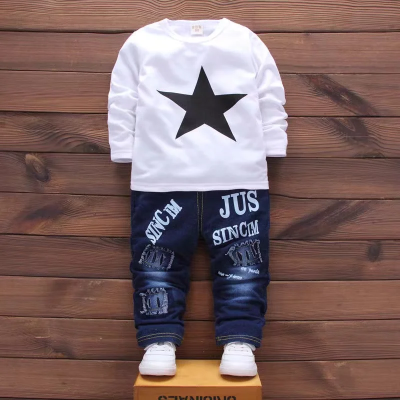 Jacket+Cotton T-Shirt+Pants 3PCS Jeans Suit Spring Autumn Baby Boys Girls Clothes Infant Sport Clothing Kids 1 2 3 4 Years Old