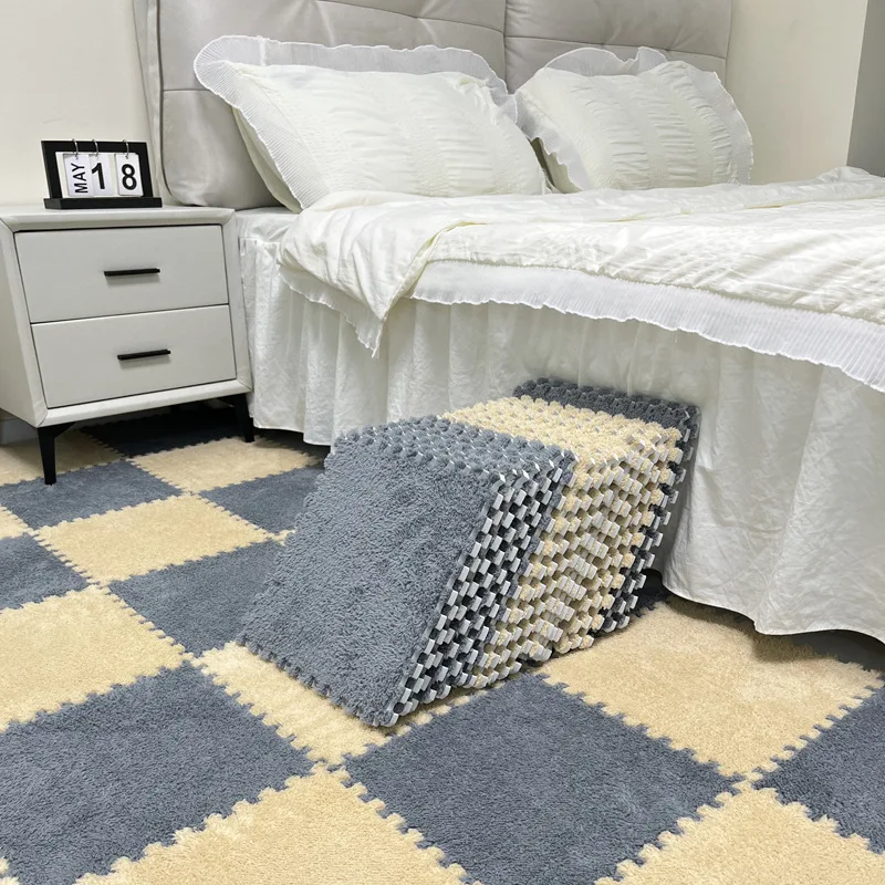 4/8/12 Stück Plüschige Flauschige Teppiche 30*30*1CM Schlafzimmer Warme Zimmer Farbige Puzzle-Verbundteppiche Kleine Bodenmatten Teppich-Sonderangebot