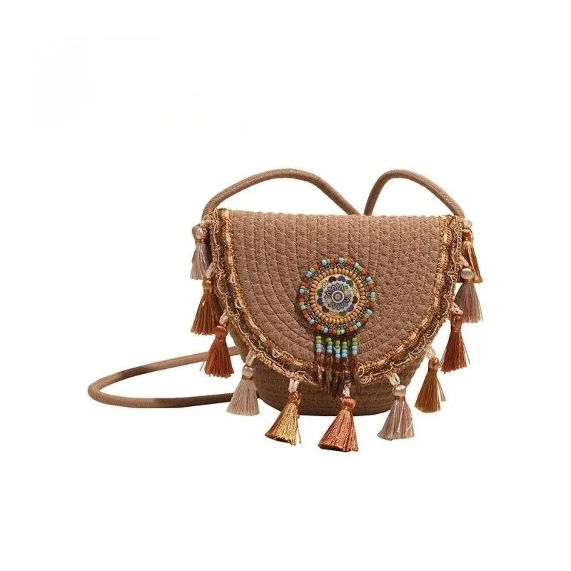 Ethnic Style Fringed Small Bag Women's 2026 New Fashion Woven Bucket Bag Spring and Summer High-end Shoulder Messenger Handbags
