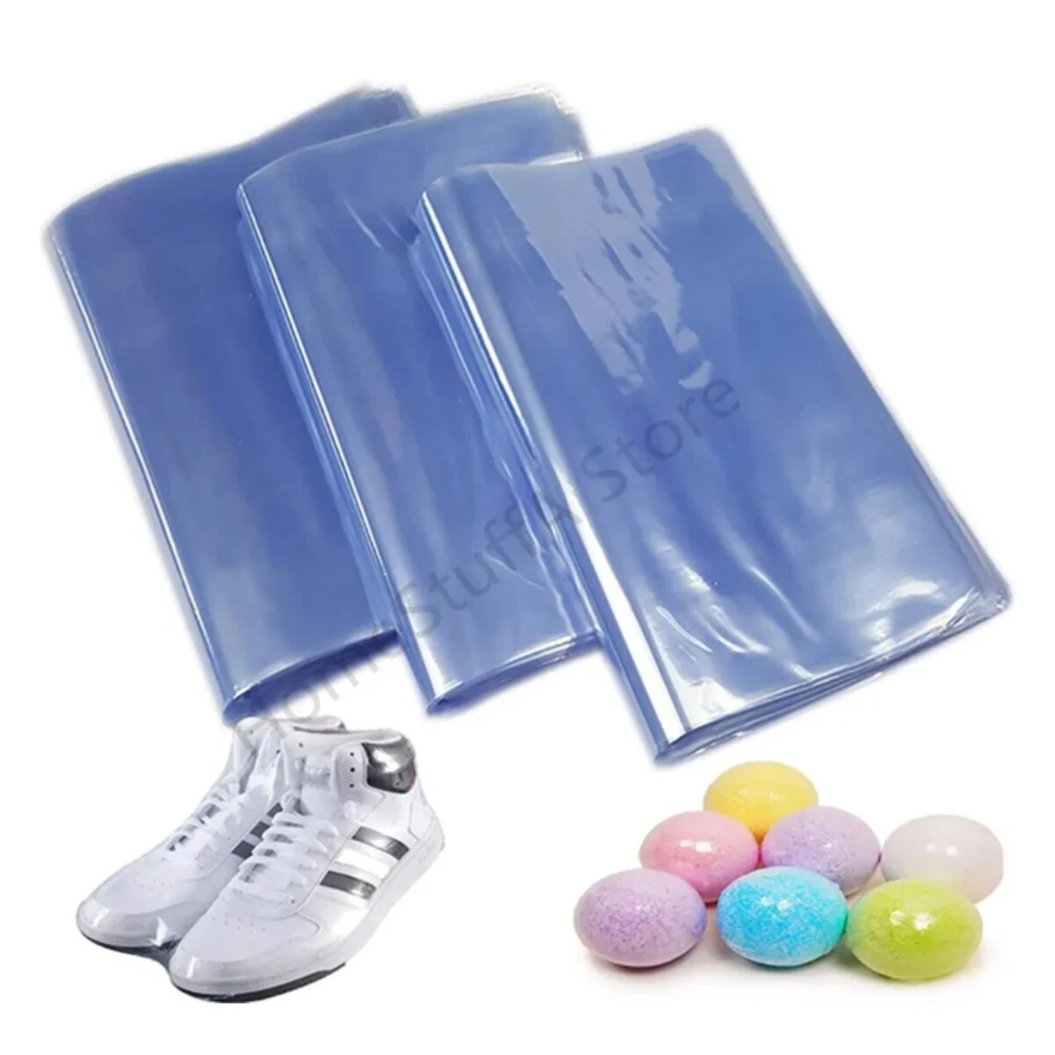 10-Piece Transparent PVC Waterproof Heat Shrink Wrap Bags for Blower Heat Seal - Flat Mouth Sealbag for Food Storage Plastic bag