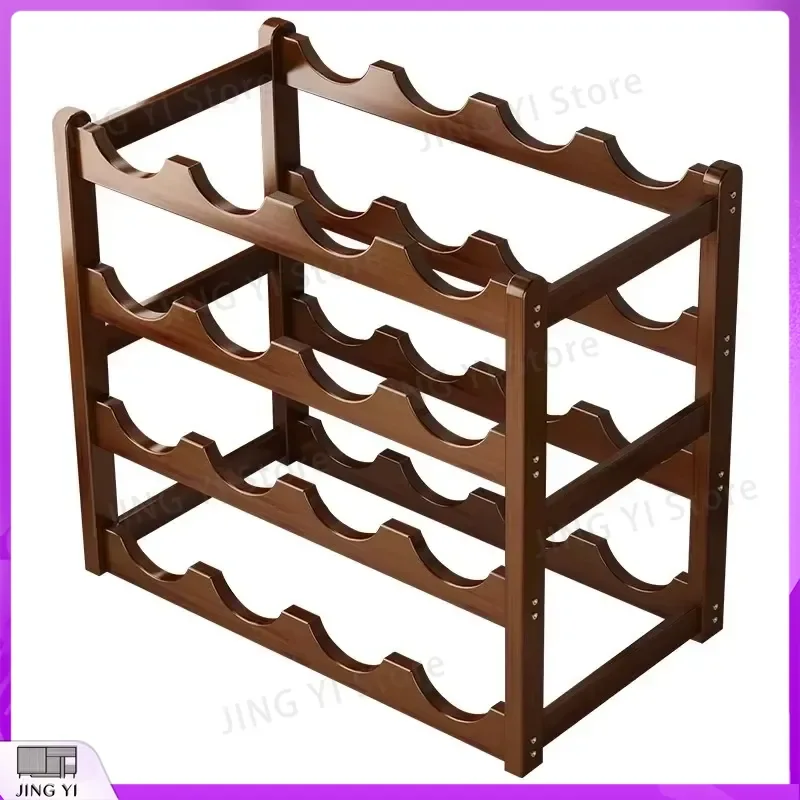 Vintage Freestanding Wine Rack Cabinet for Home Kitchen Bar Storage Wine Cooler Stand Beverage Organizer Stainless Steel Wine