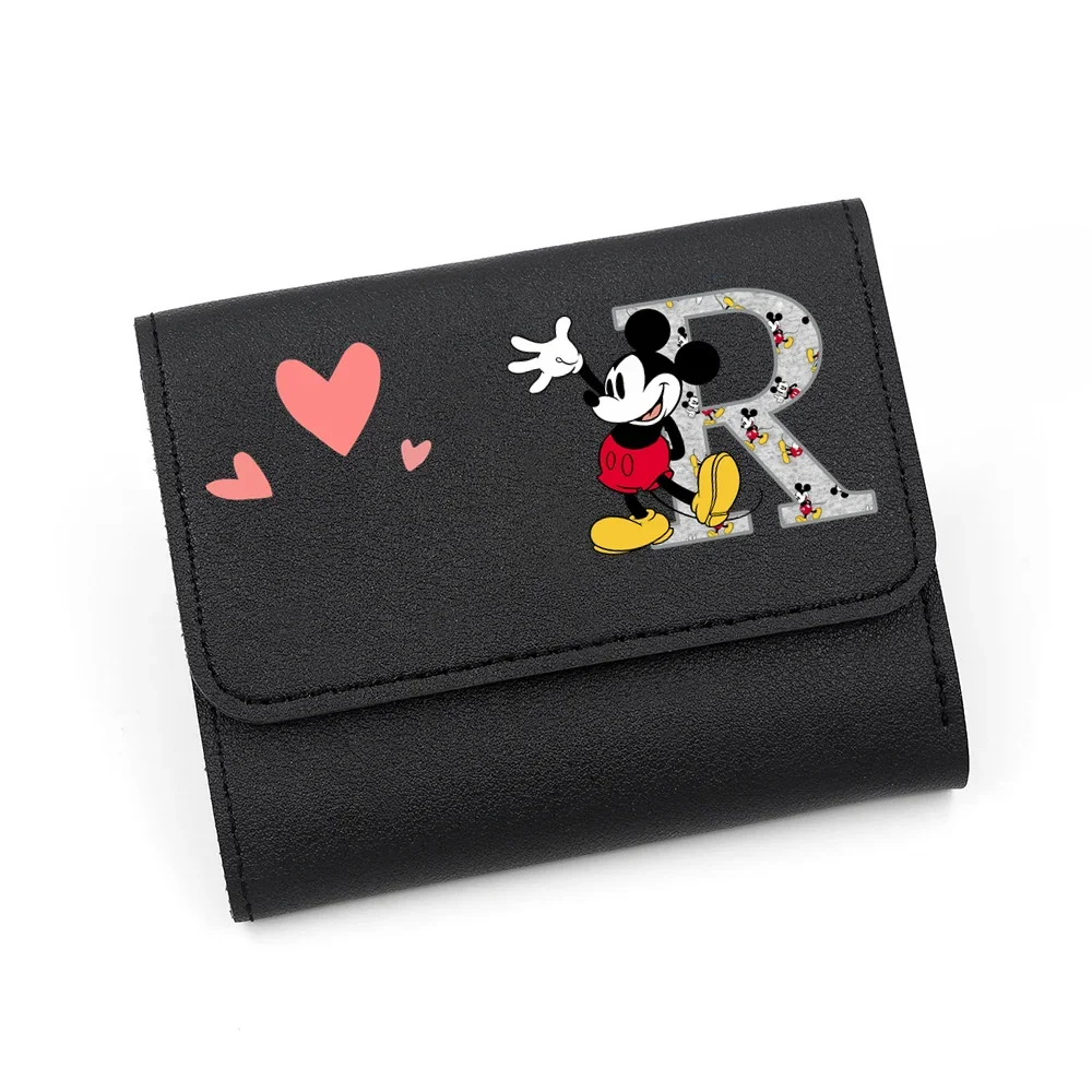 Disney Mickey Mouse 26 Letters Vrouwen Hasp Portemonnee Mini Vrouwen Portemonnee Pu Lederen Vrouwen Portemonnees Kaarthouder Draagbare Dame Portemonnees