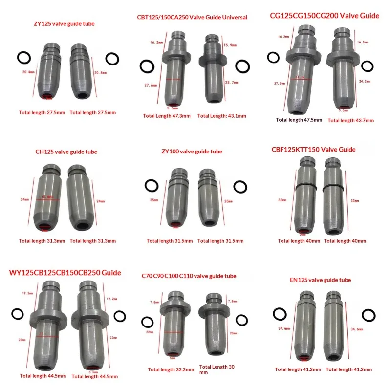 Motorcycle Engine Valve Guide Pipes for Scoote GY6-50 GY6-125 GY6 GS125 CG125 150 200 EN125 WY125 XL125 XR125 CBF150 ZY125 CA250