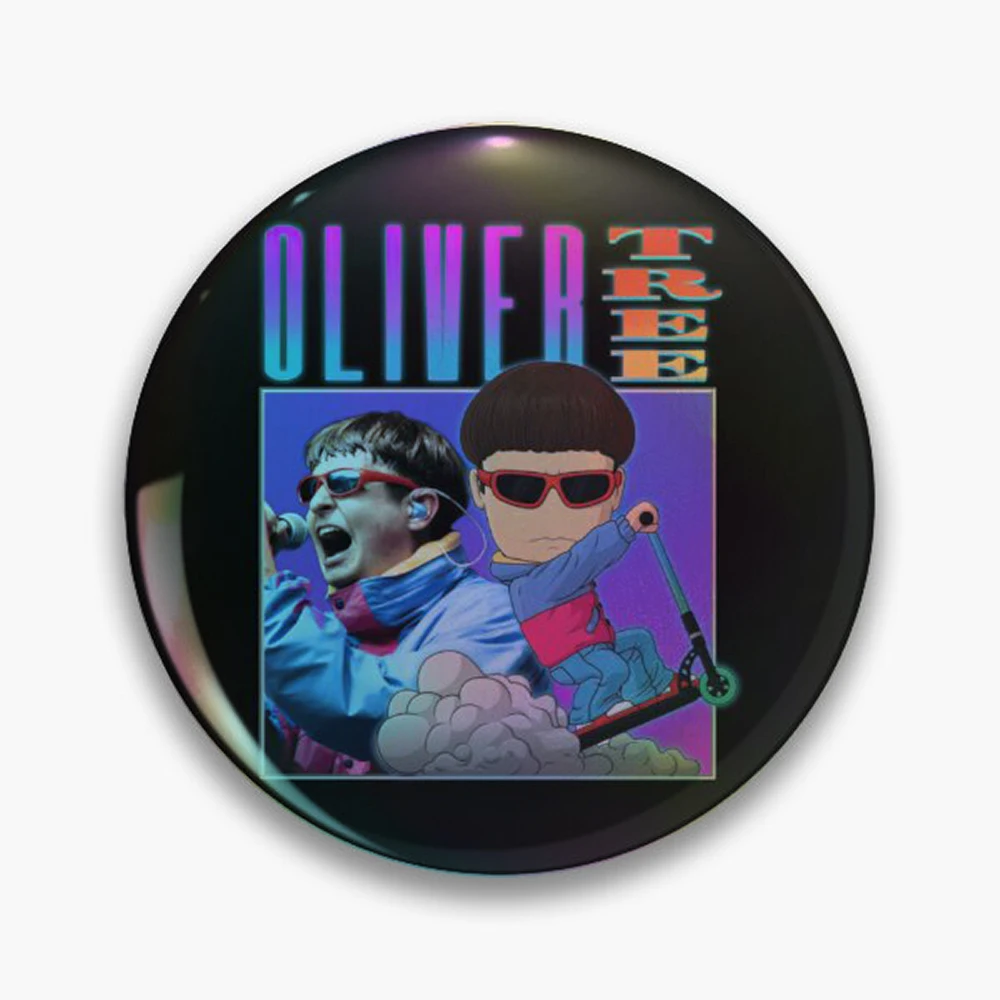 Oliver Tree Cartoon Character Collection Fan Art Pin Holographic Star Heart Pin Brooches Laminated Button Fashion Accessory