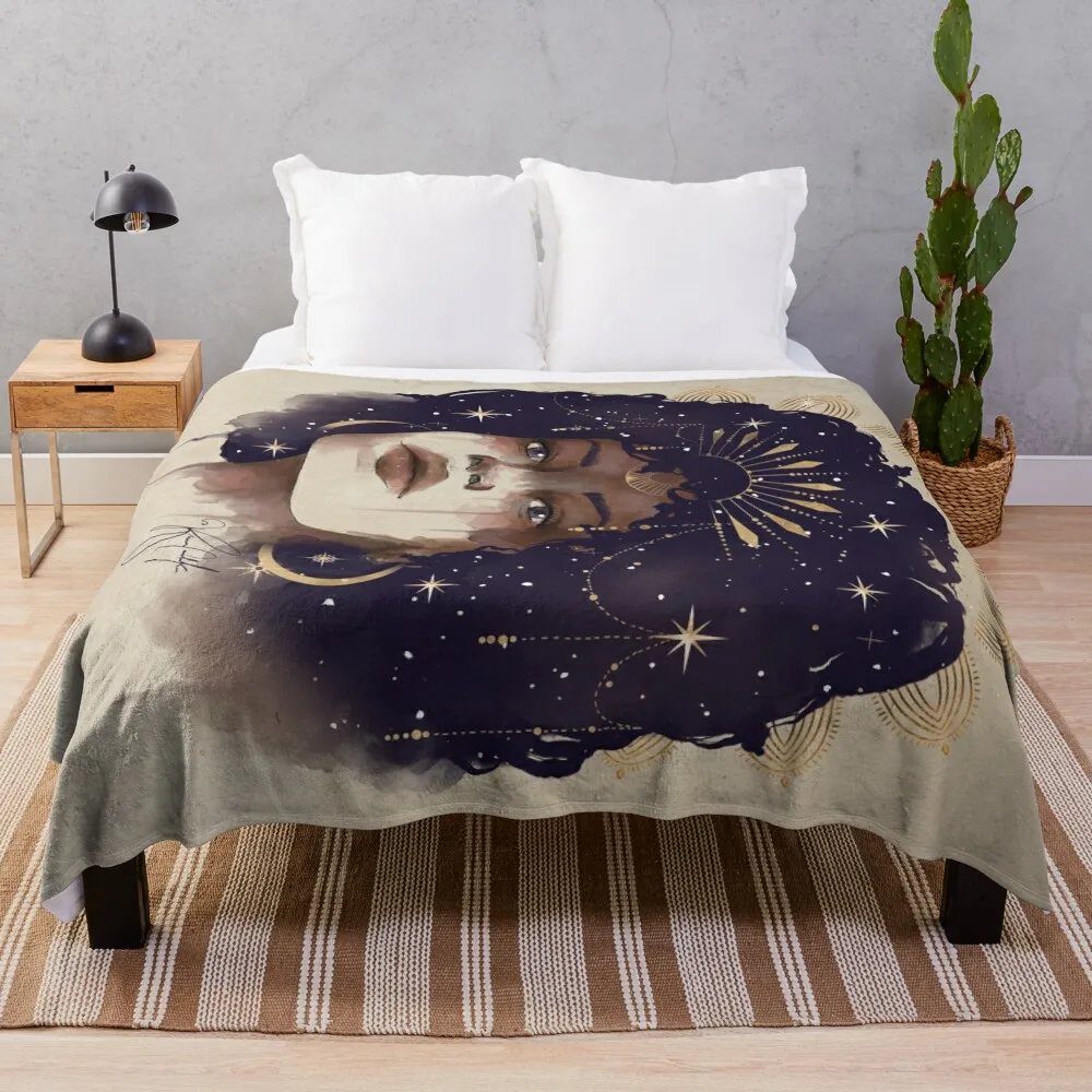 African Goddess - Celestial Galaxy Throw Blanket Sofa Quilt Flannel anime Loose Blankets