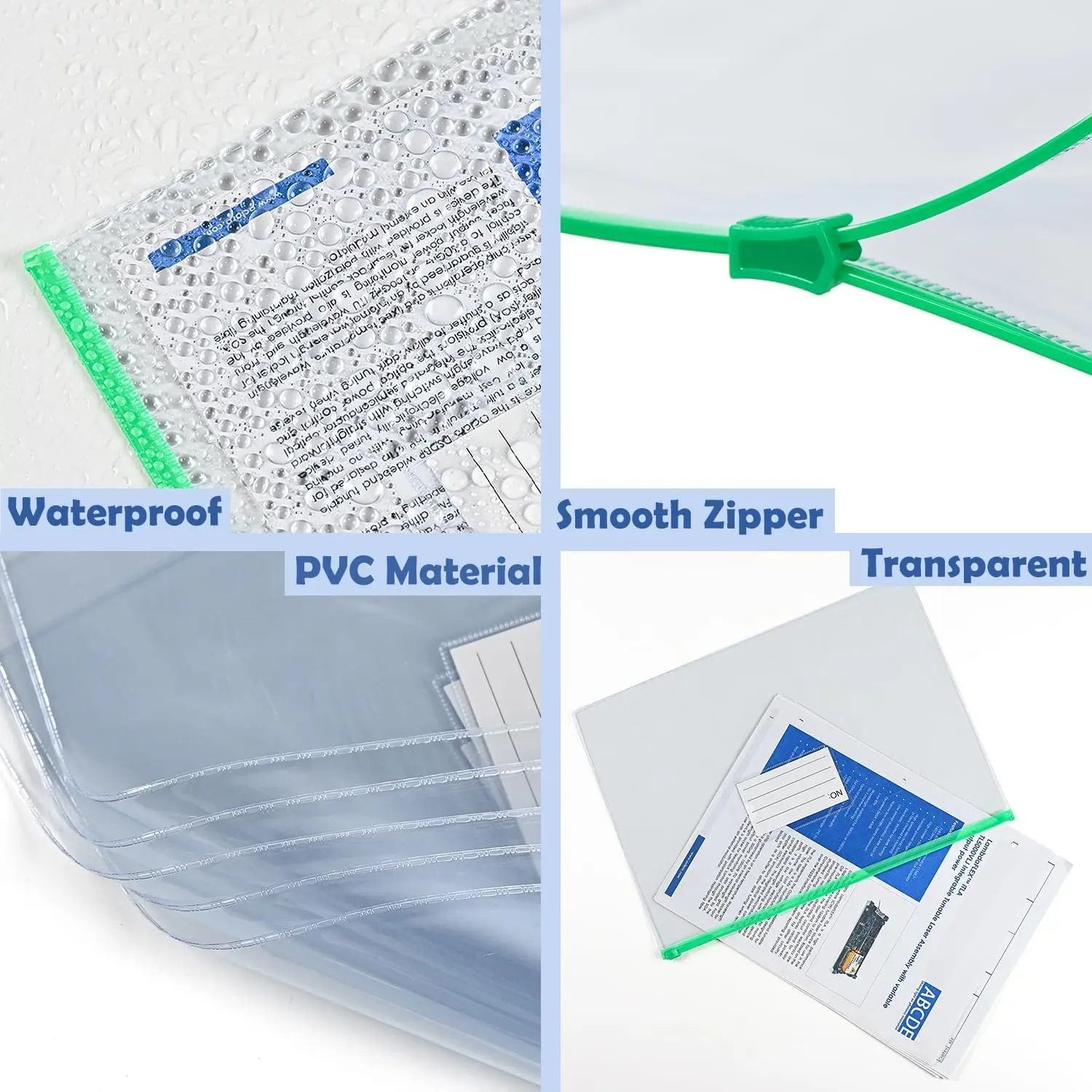 50 Pcs Poly Zip Envelope Document Pouches Zipper File Bag File Folder,A5 Size