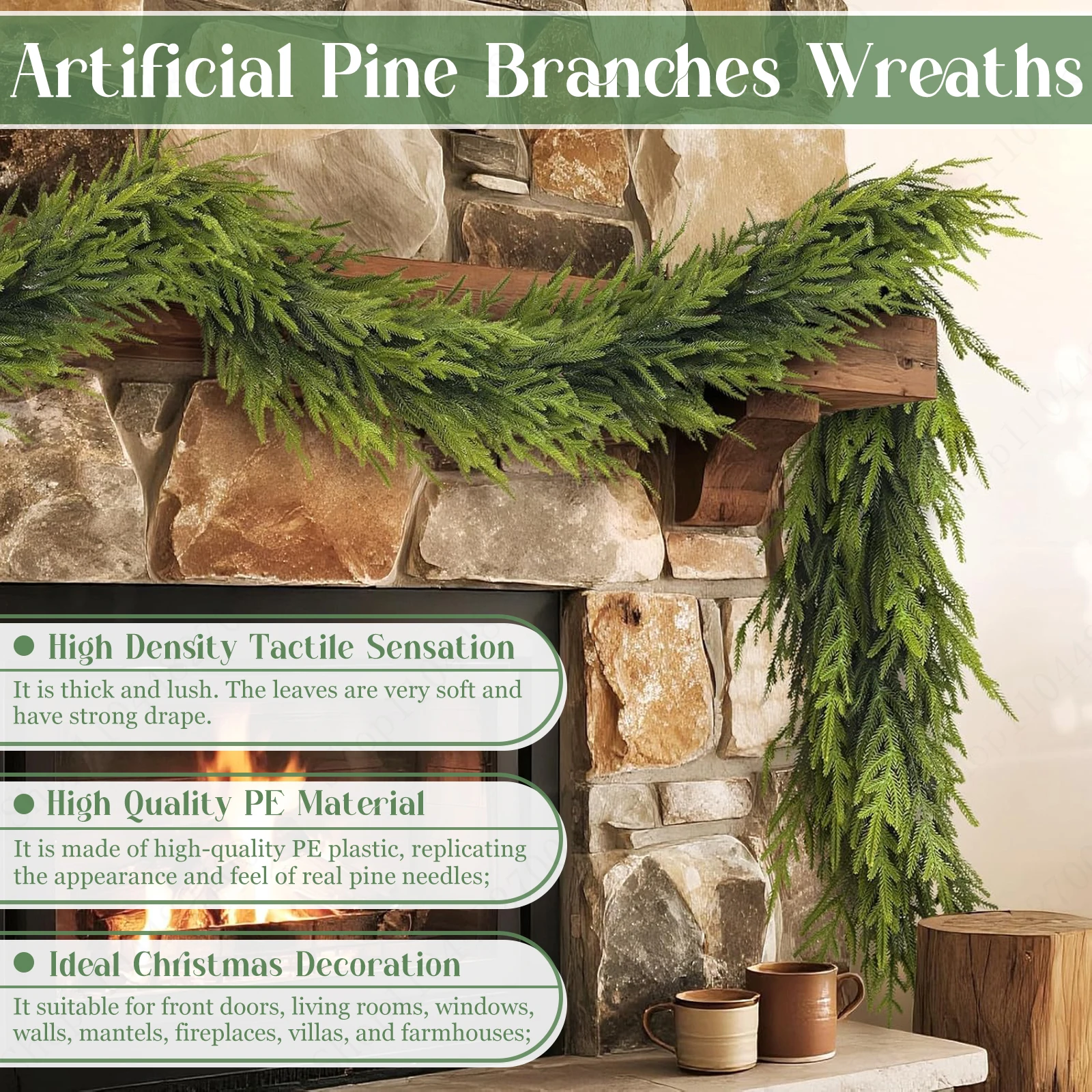 1-12 قطعة جديد عيد الميلاد نورفولك الصنوبر جارلاند مع مصباح ليد واقعية الاصطناعي نورفولك الصنوبر أكاليل حفلة عيد الميلاد ديكور المنزل