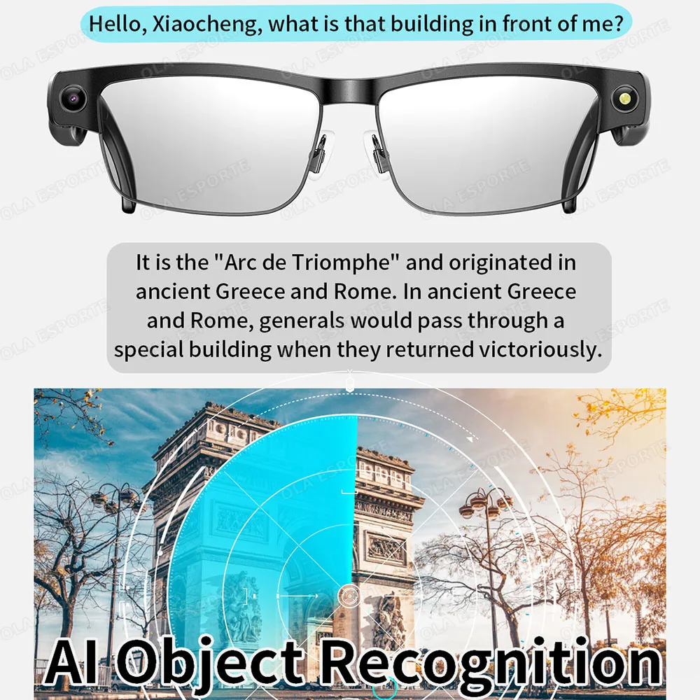 New 800W Camera Smart Glasses Make Receive Call Bluetooth Headset Recording Photo Recognition Anti Blue Light UV Sunglasses 2025