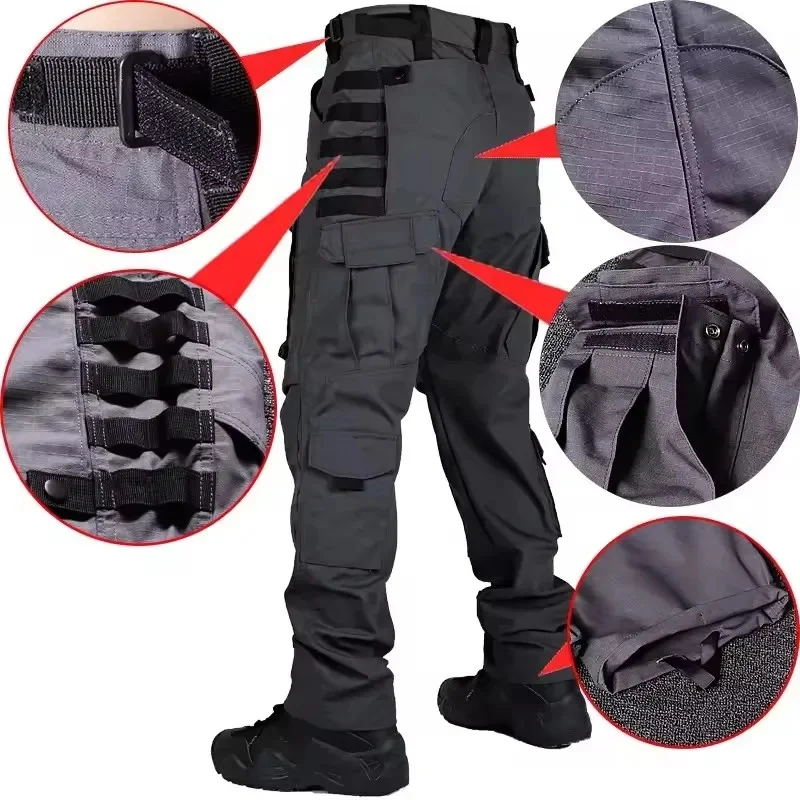 Taktische Hosen für Herren, Outdoor-Cargohosen mit mehreren Taschen, Militär-Kampfhosen, strapazierfähige Wander- und Arbeitshosen für Herren. – Detail 8