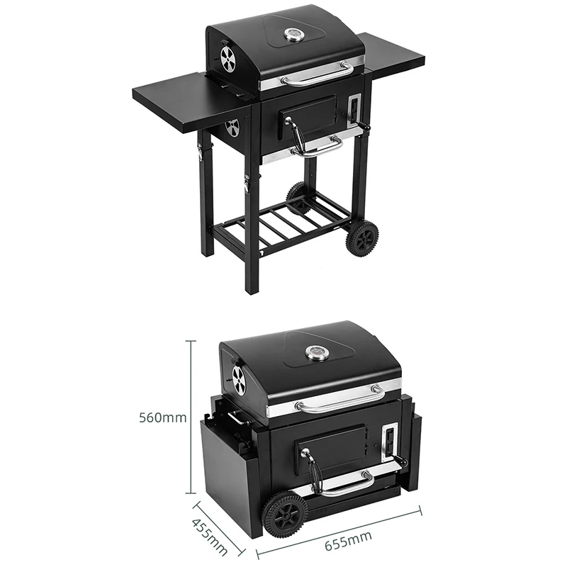 Customized Color Backyard Party Grills Commercial Portable Outdoor 18-inch Deluxe Charcoal BBQ Grill Trolley