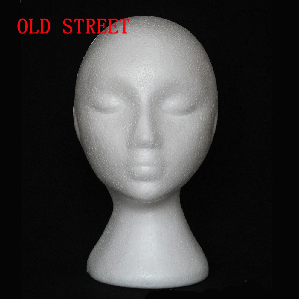 

Foam Mannequin Female Head Model Wig Glasses Jewelry Styrofoam Props Display Bubbles Hat In Wig Stand White Light Weight