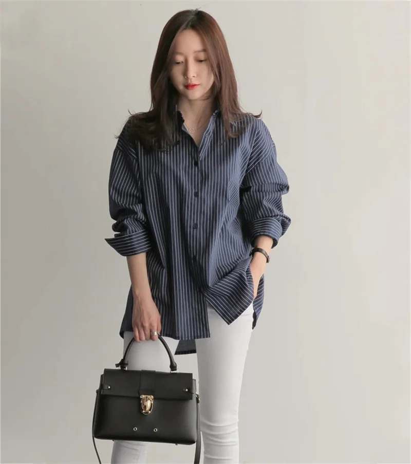 Striped Blouses blusas Summer Shirt for Women Lapel Long Sleeve Shirt Tops Ladies Loose Buttons Blouse ropa de mujer ofertas