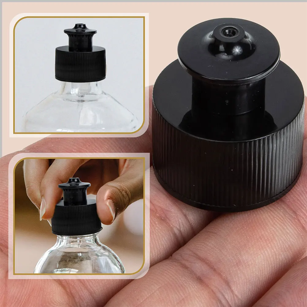 

20 Pcs Hand Pulled Bottle Caps Push Pull Leak Proof Sports Replacement Plastic Lid for Bottles Black 28 410 Spill