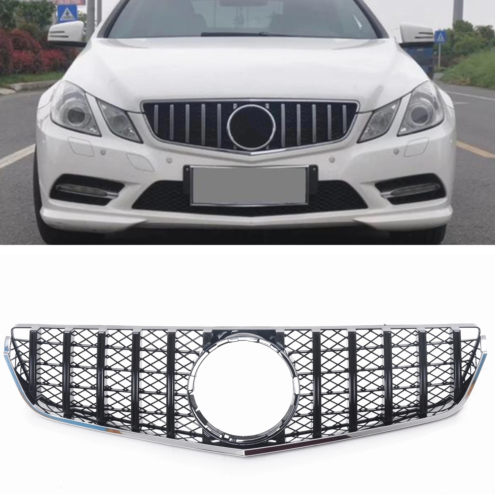 

Front Grill For Mercedes Benz E Class W207 C207 Coupe 2 Door 2009-2013 E250 E300 E350 E500 E550 GT Upper Bumper Hood Mesh Grille