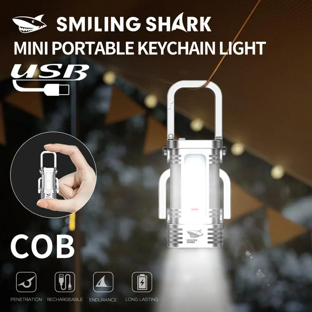 Mini Keychain Flashlight Rechargeable Waterproof Emergency Work Lights Portable 7 Lighting Modes Warning Light Outdoor