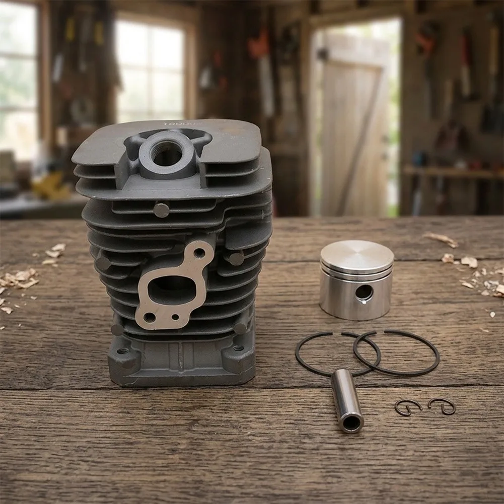 7pcs 41.1MM Cylinder Assembly With Rings For Partner P350-351 Engine Repair Kit Metal Grey Spare Parts