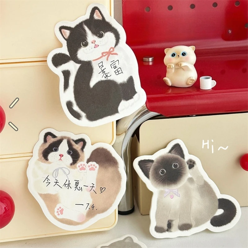 Office School Supplies Cute Pet Kitten Special Shaped Family Series Cute Message Stickers Handbook Material Paper Kawaii Gift