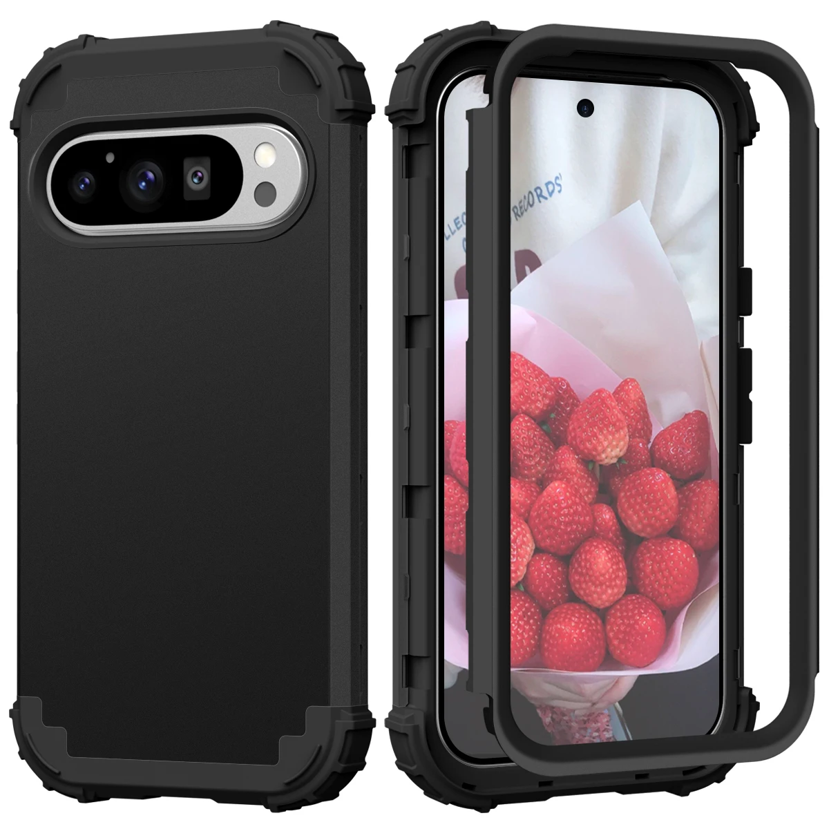 

Shockproof 3in1 Hybrid Heavy Duty Hard Case for Google Pixel 9 Pro 8A 8 7A 7, Anti-Fall Silicone Rugged Protection Phone Cover