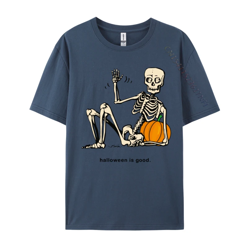 Halloween is Good and Life Pumpkin Skeleton Halloween cute Fashionable Top T-shirts Oversized Men's NEW YEAR DAY Tops Shirt