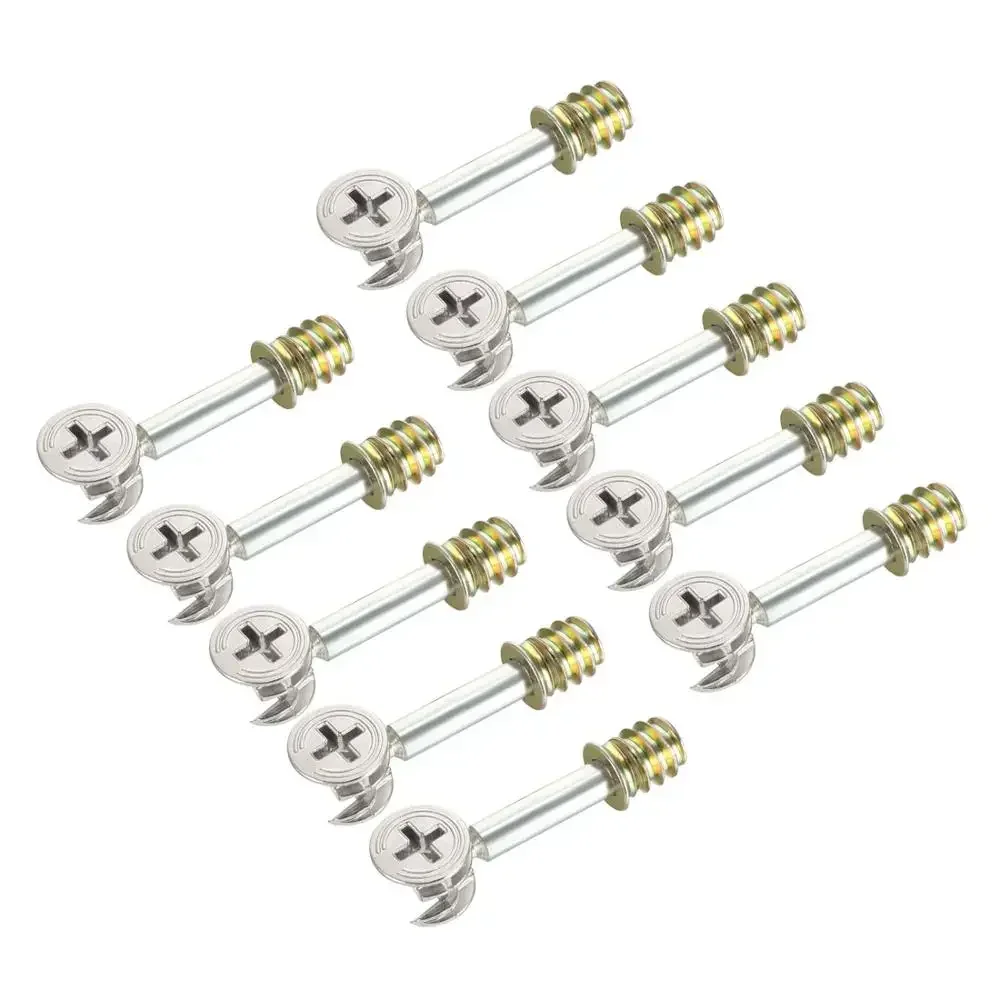 

10 Sets Furniture Side Connecting Fastener Cam Fitting Dowel Pre-inserted Nut Joint Connector 15x12mm