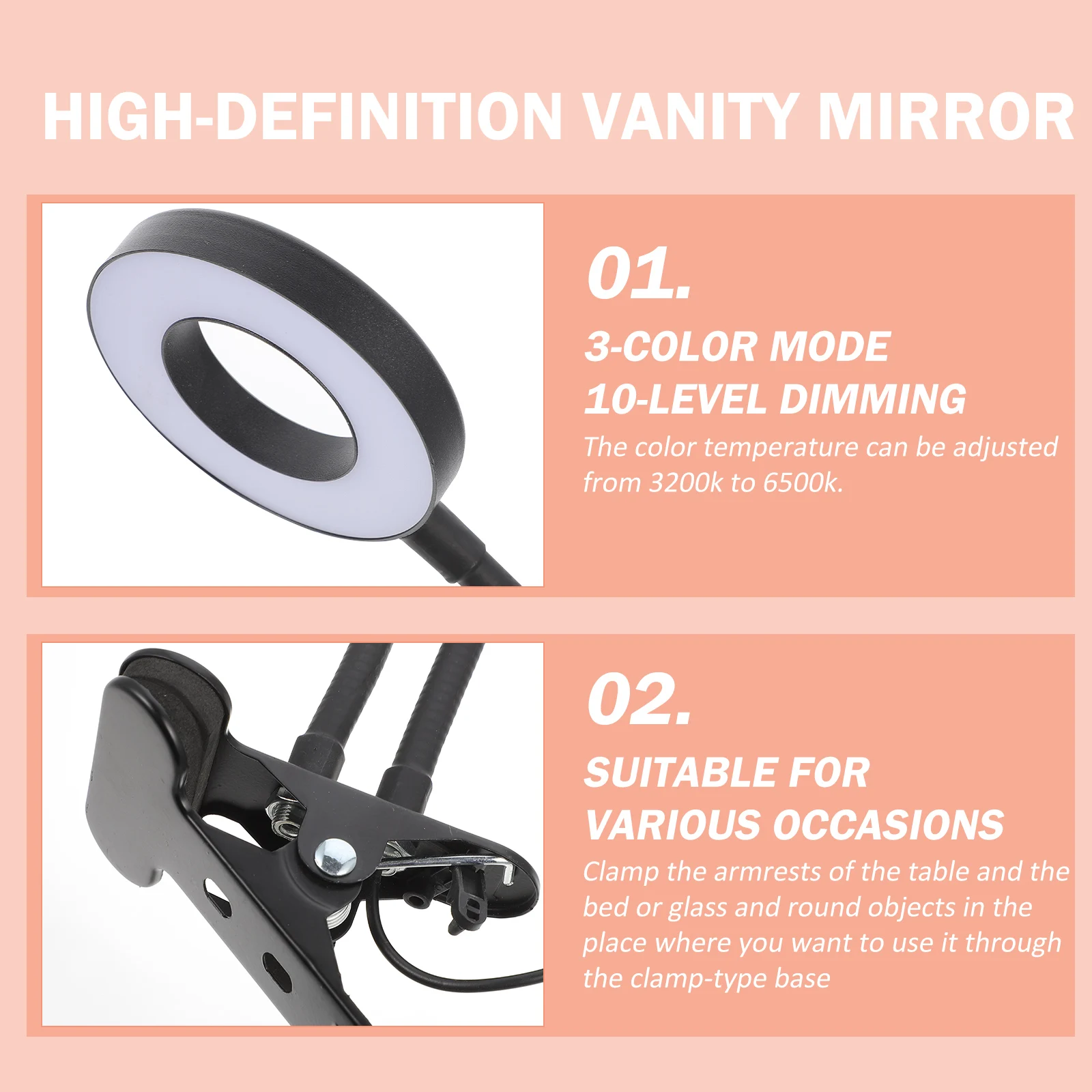 

1Set Clip LED Ring Light Fill Light Adjustable Makeup Selfie Lamp Video Live Streaming Portrait Photo Lighting