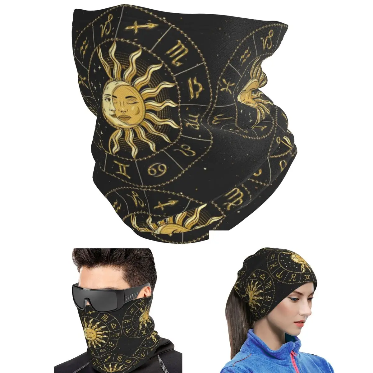 Horoscope Wheel With Zodiac Signs Bandana Neck Gaiter Printed Magic Scarf Outdoor Sports Face Mask Unisex Adult All Season