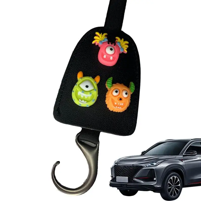 Car Bag Hooks Multifunctional Hook For Car Cute Cartoon Creative Decorative Hook PU Leather Purse Hooks For Handbag Coats