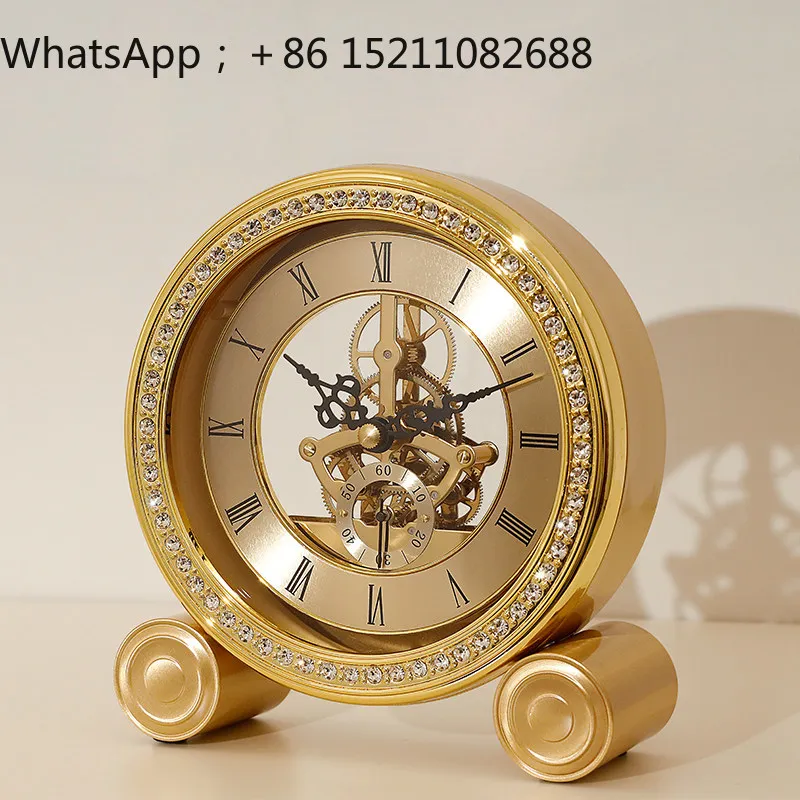 SCY light luxury brass desk clock pendulum clock fashion creative personality living room desktop clock silent ornament