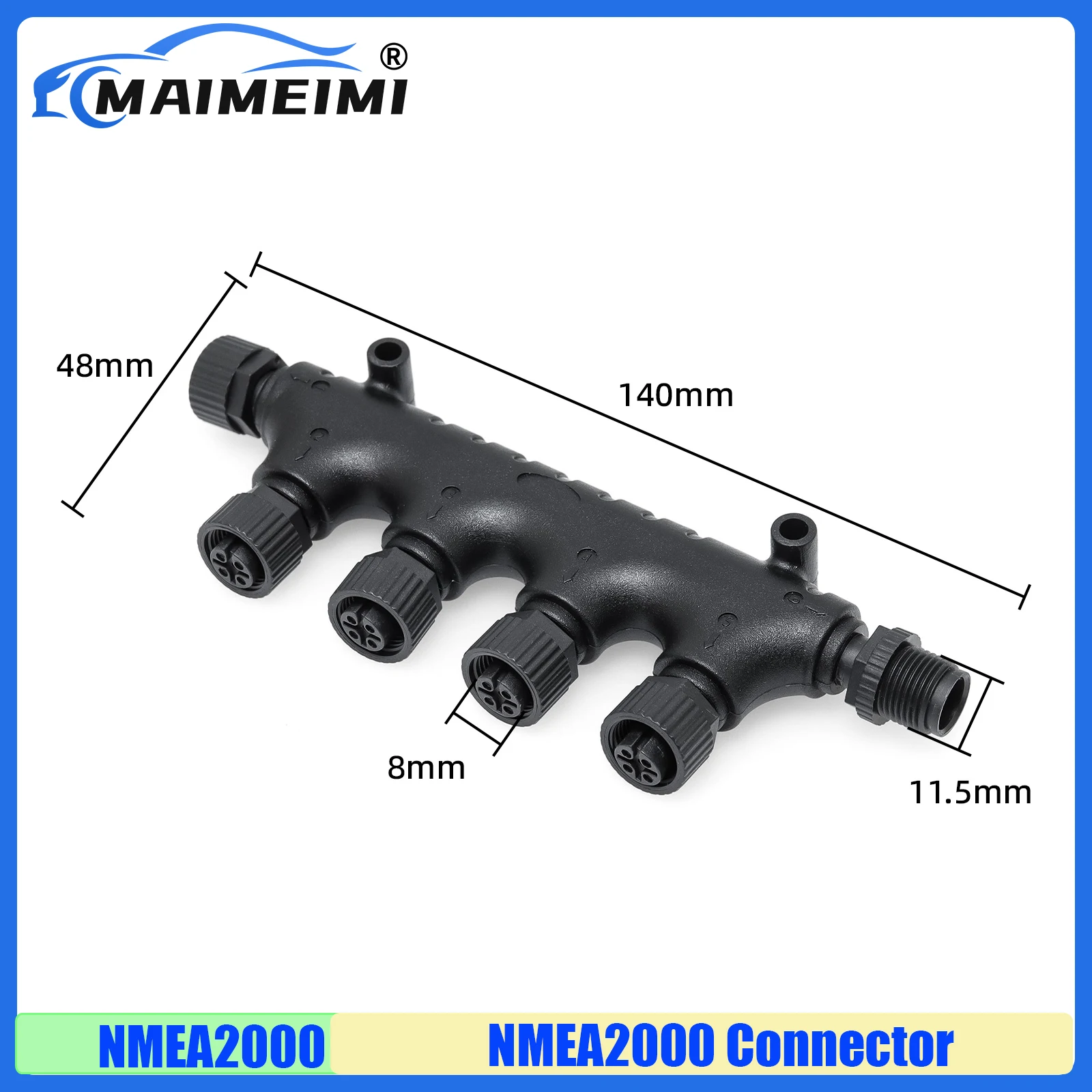 

MAIMEIMI NMEA2000 6-контактный Т-образный разъем, 5 гнездовых и 1 штекерных комбинированных Т-образных водонепроницаемых авиационных Т-образных разъемов для лодки SHIP