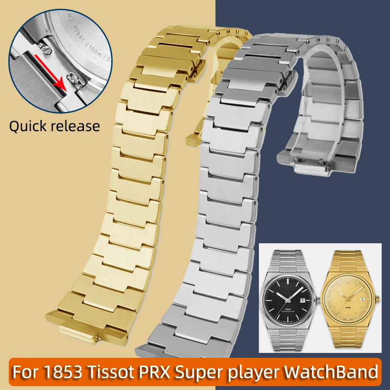 For 1853 Tissot PRX Super player WatchBand T137.407/137.410 Series Stainless steel Wristband Men Bracelet Watch Accessories