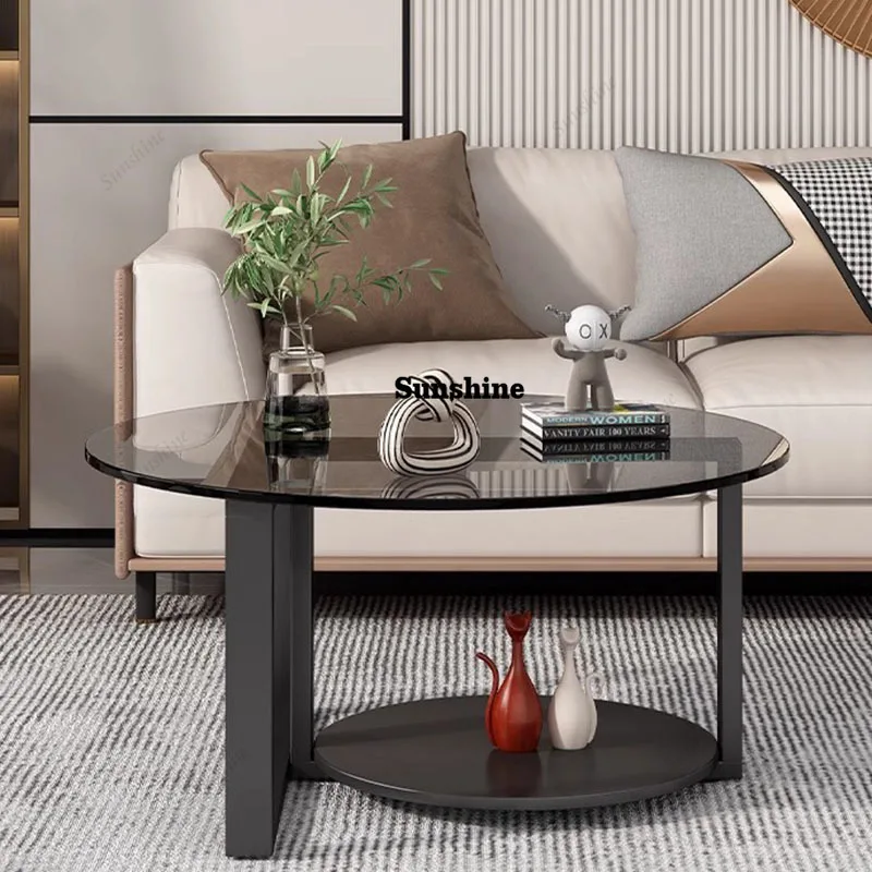 Transparent Space Saving Coffee Table Unique Mechanism Decoration Designer Coffee Table Round Simple Couchtisch Home Furniture