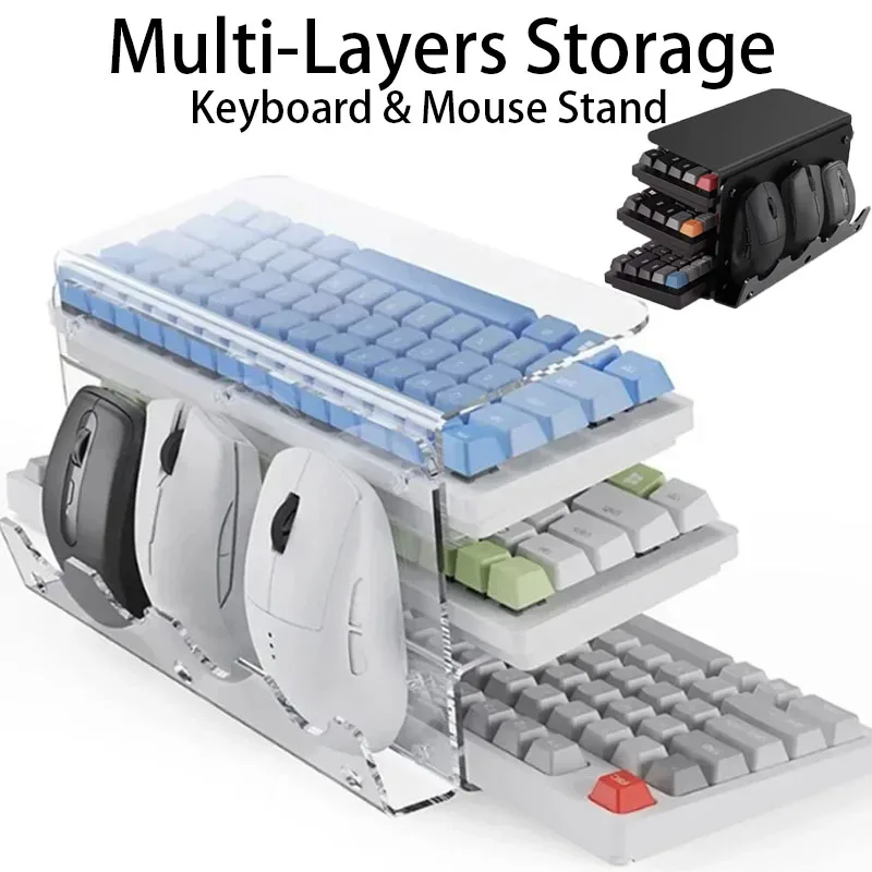 

Transparent Laptop Keyboard Multi-layers Storage Holder Desktop Stand Game Accessories for Macbook HP Dell Mouse Storage Rack