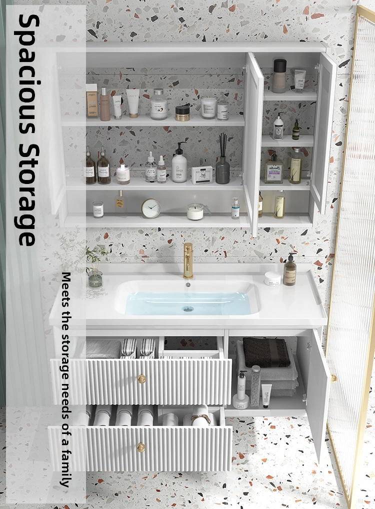 Luxury Wall-mounted Bathroom Vanity, Modern Design Single Sink Cabinet, 2026 Edition, Space-saving Storage Solution