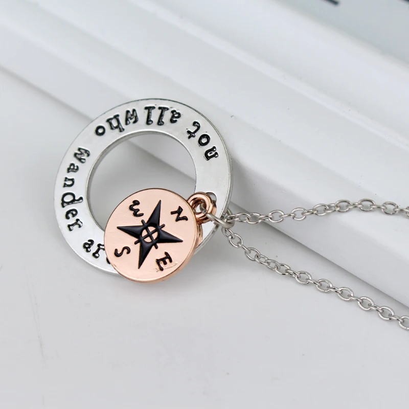 الأزياء الإبداعية البوصلة قلادة ليس كل ما يمتعهم فقدت قلادة المفاتيح للنساء الرجال المختنق اكسسوارات مجوهرات هدايا