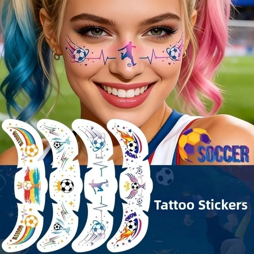 Sports Event Match Football Face Temporary Tattoo Freckle Makeup Featuring Fun Cartoon Ball Soccer Freckle Tattoo for 6Pcs
