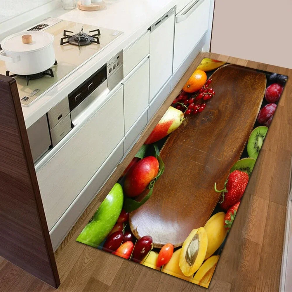 Fruit Pattern Kitchen Carpet Entrance Door Mat Home Bedroom Floor Decoration Corridor Balcony Bathroom Anti-slip