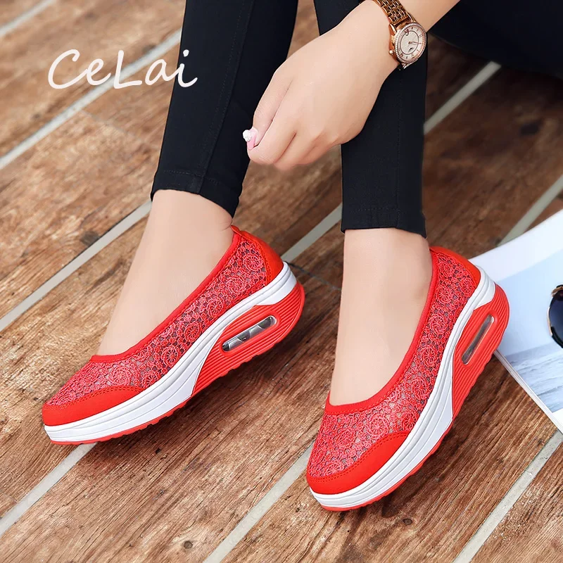 Woman Mesh Flat Shose With Cotton Casual Walking Stripe Sneakers Loafers Women Soft Platform Shoes Breathable Ladies Shoes A-105