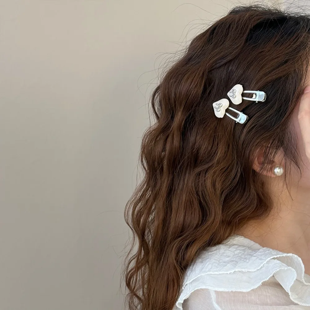 2 قطعة هدية الحلو الحب القلب مشبك شعر لون الحلوى الكورية نمط الحب القوس مشبك شعر الجانب كليب سبيكة منقار البط كليب الطرف #1